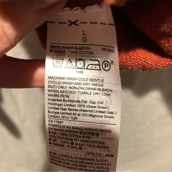 Gap Mens pullover v neck all cotton medium weight sweater terracotta color L - Picture 5 of 7